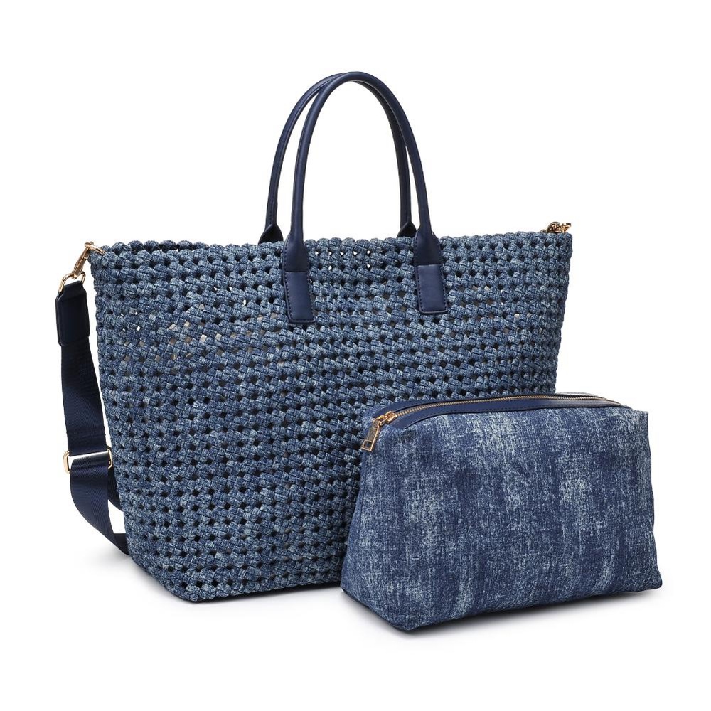 Sol & Selene Denim Large Tote Bag with Removable Strap & Pouch NWT - Picture 4 of 4